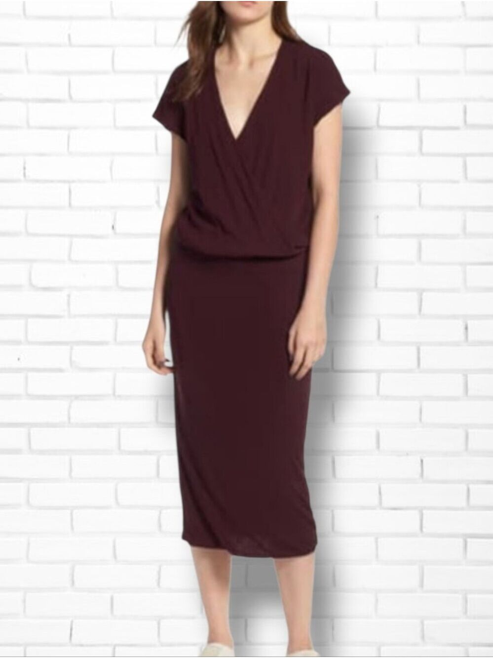 Standard James Perse Estilo Surplice Neckline Faux Wrap Maxi Dress Size 3/Large